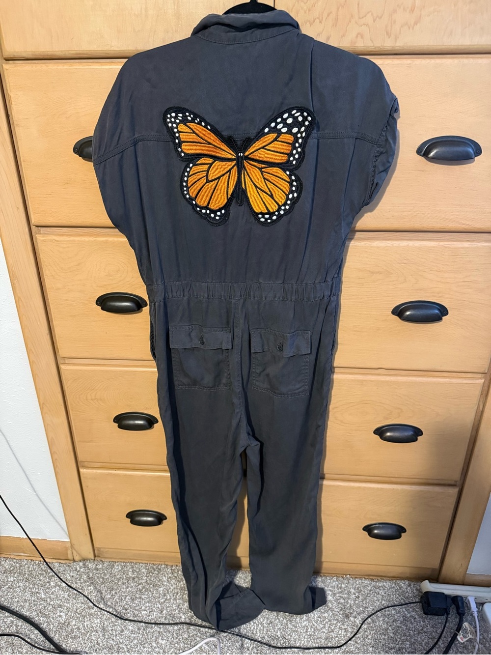 Gap Jumpsuit size 2 reworked with butterfly added on back